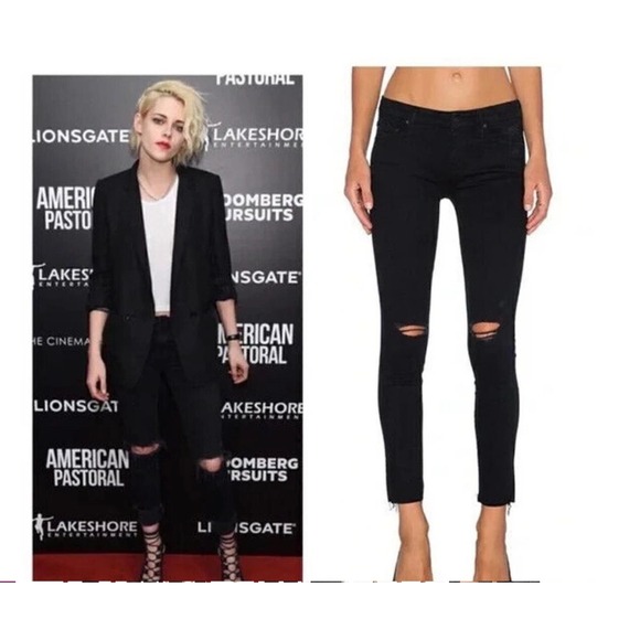 Mother The Looker Ankle Fray Guilty As Sin Black Wash Size 25 - Picture 1 of 11
